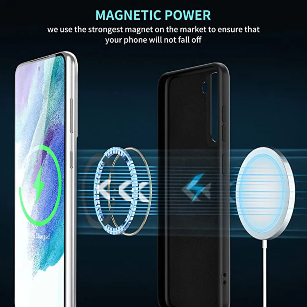 Liquid Series for Samsung Galaxy S21 FE 5G/S21 Fan Edition Liquid Silicone Magnetic Case Soft TPU Inside Microfiber Lining Cushion Protective Cover - 6