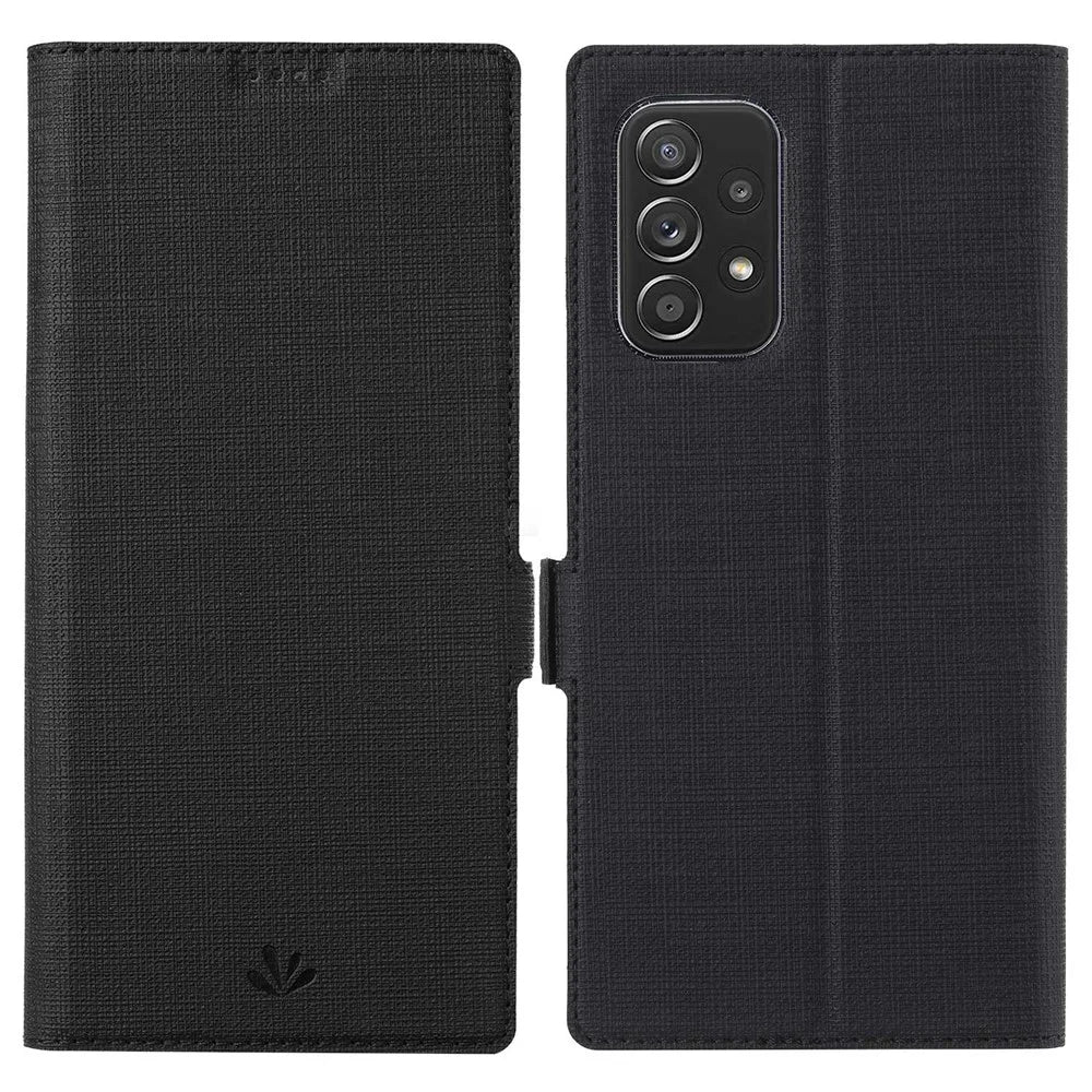 VILI K Series Stand Wallet Leather Case for Samsung Galaxy A53 5G, Double Magnetic Clasp Phone Cover - Black - 1