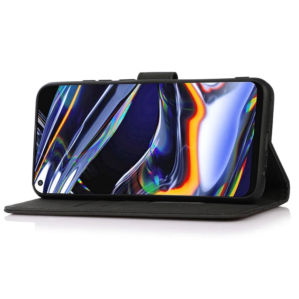 KHAZNEH for Samsung Galaxy Xcover 6 Pro Wallet Case Textured PU Leather Inner TPU Anti-Scratch Full Protective Stand Flip Cover - Black - 2