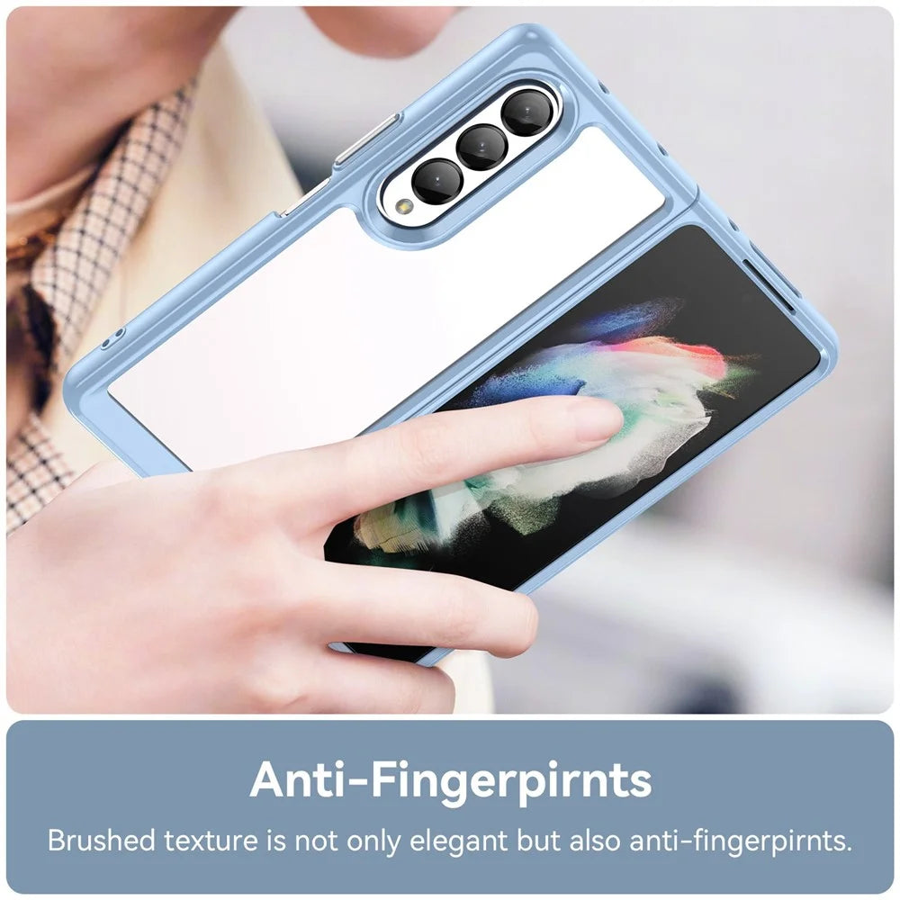 For Samsung Galaxy Z Fold4 5G Anti-Scratch TPU+Acrylic Hybrid Cases Mobile Phone Case Cover Protector - Baby Blue - 5