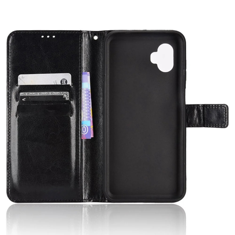 Crazy Horse Texture Case for Samsung Galaxy Xcover6 Pro 5G, Adjustable Stand PU Leather Phone Cover with Wallet - Black - 4