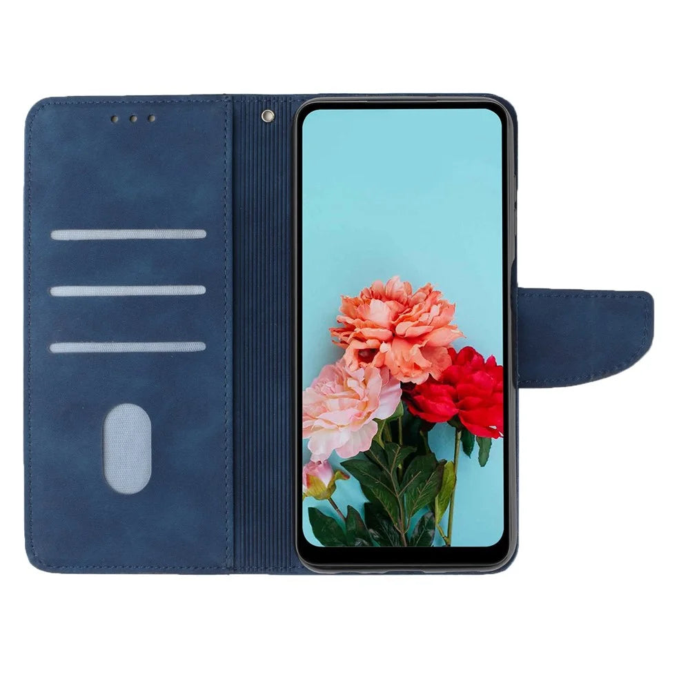 Magnetic Clasp PU Leather Case for Samsung Galaxy A33 5G, Solid Color Wallet Stand Protective Phone Cover - Blue - 2