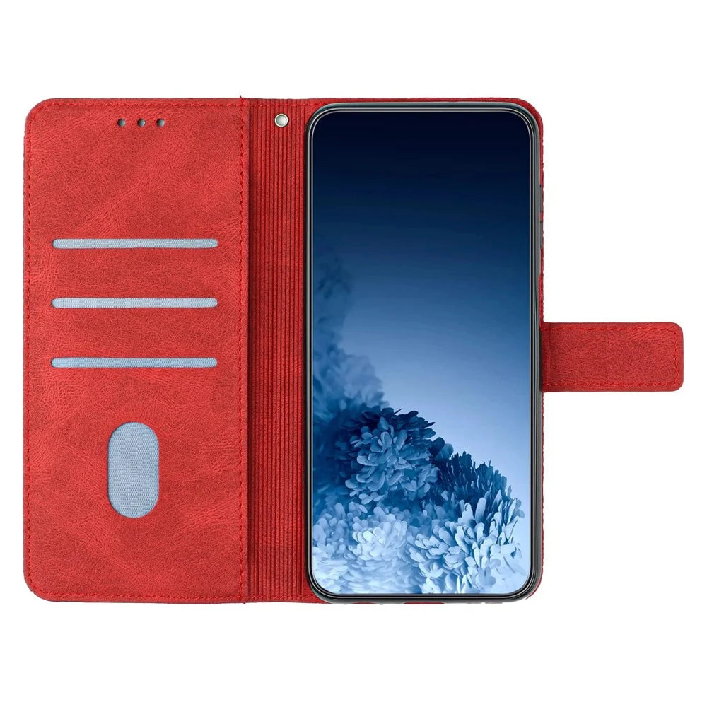 For Samsung Galaxy A13 4G Mandala Flower Imprinted Shockproof Phone Case PU Leather Stand Wallet Phone Shell - Red - 2
