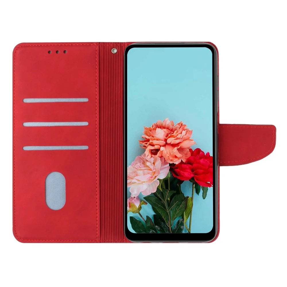 For Samsung Galaxy A23 5G (Global Version) / 4G Solid Color Shockproof Leather Phone Case Viewing Stand Anti-scratch Full Protection Phone Cover - Red - 2