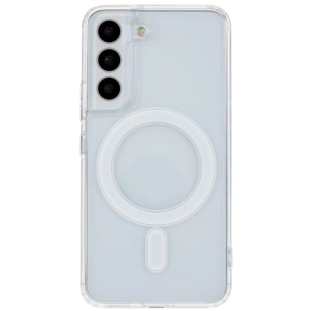 For Samsung Galaxy S22 5G Clear Magnetic Case Anti-Scratch Acrylic Back TPU Border Protective Cover - 2