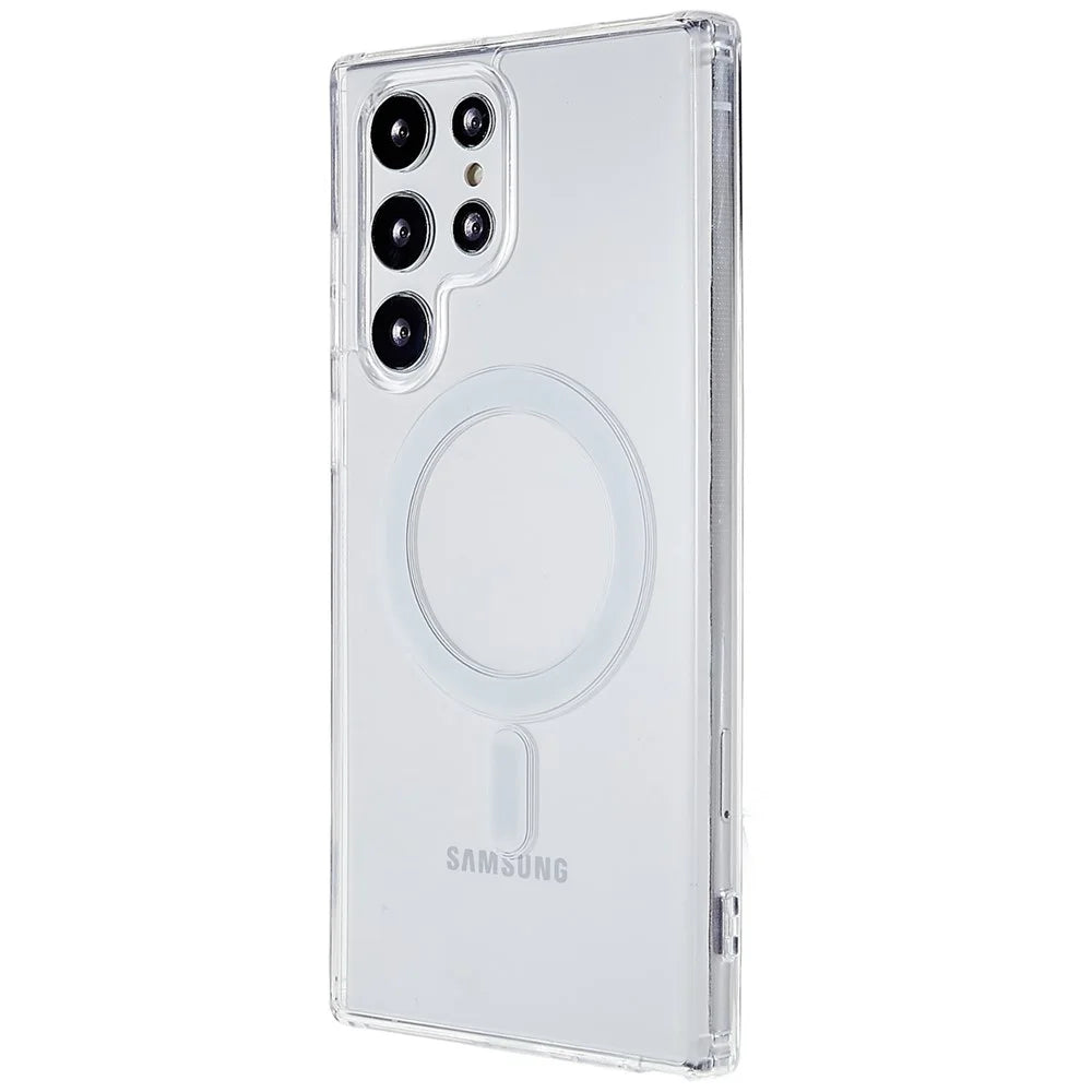 For Samsung Galaxy S22 Ultra 5G Clear Phone Case Compatible with Magsafe Hard Acrylic Soft TPU Shockproof Cover - 3
