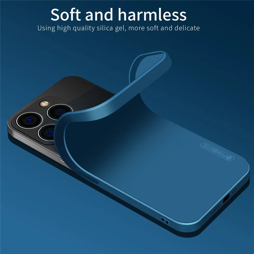 PINWUYO For iPhone 14 Pro 6.1 inch Soft TPU Case Fiber Flocking Lining Precise Cutouts Camera Protection Phone Cover - Blue - 7