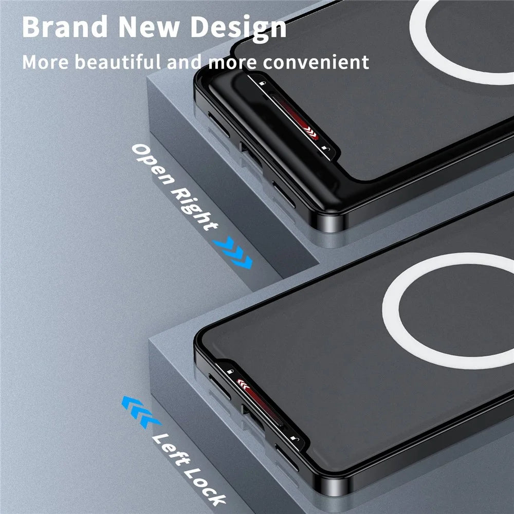 For Samsung Galaxy S21 FE 5G Magnetic Adsorption Matte Phone Cover TPU Back + Metal Edge Integrated Lens Protection Bump Proof Case - Black - 6