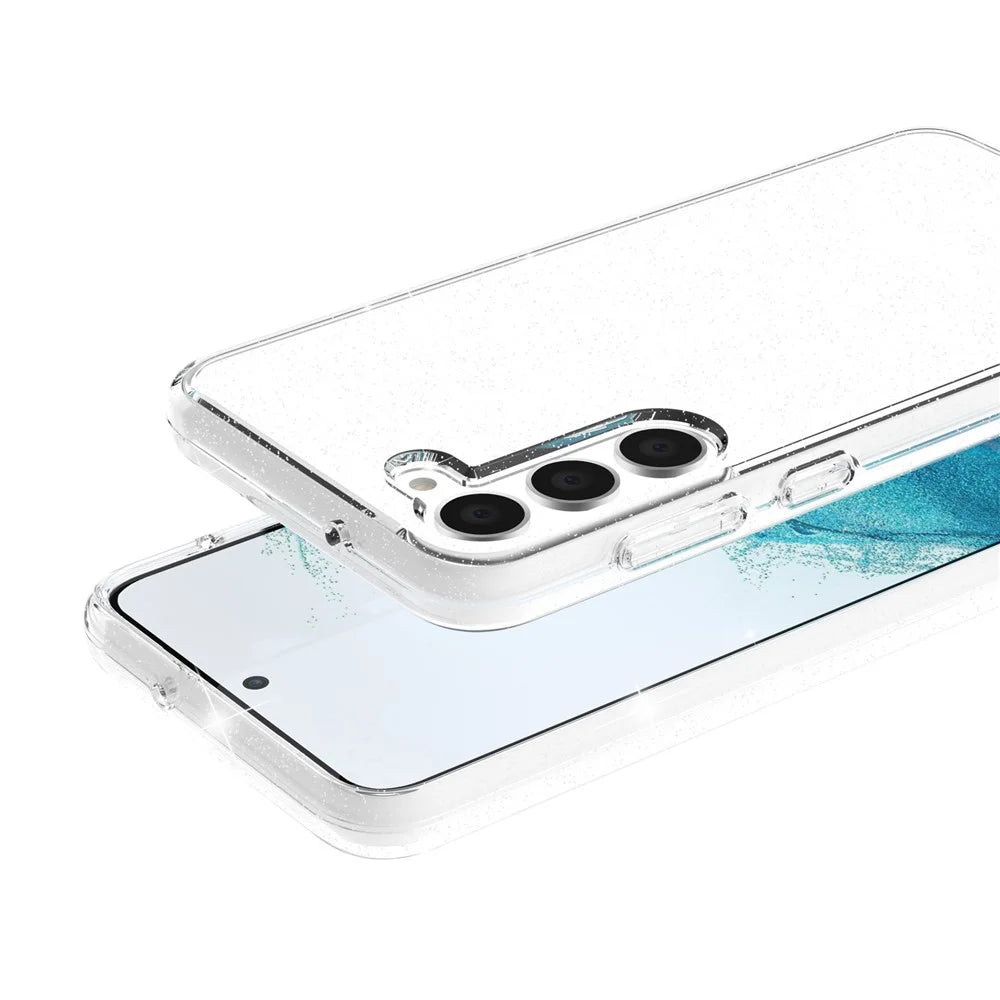 For Samsung Galaxy S23+ Anti-fall Glittery Powder Soft TPU + Hard PC Phone Case Protective Back Cover - White - 4