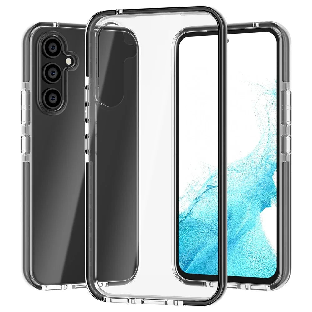 For Samsung Galaxy A54 5G Bi-color Clear Case Soft TPU + TPE Bumper Cushion Anti-Scratch Cover - Transparent Black - 1
