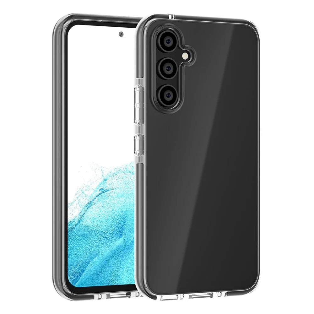 For Samsung Galaxy A54 5G Bi-color Clear Case Soft TPU + TPE Bumper Cushion Anti-Scratch Cover - Transparent Black - 2