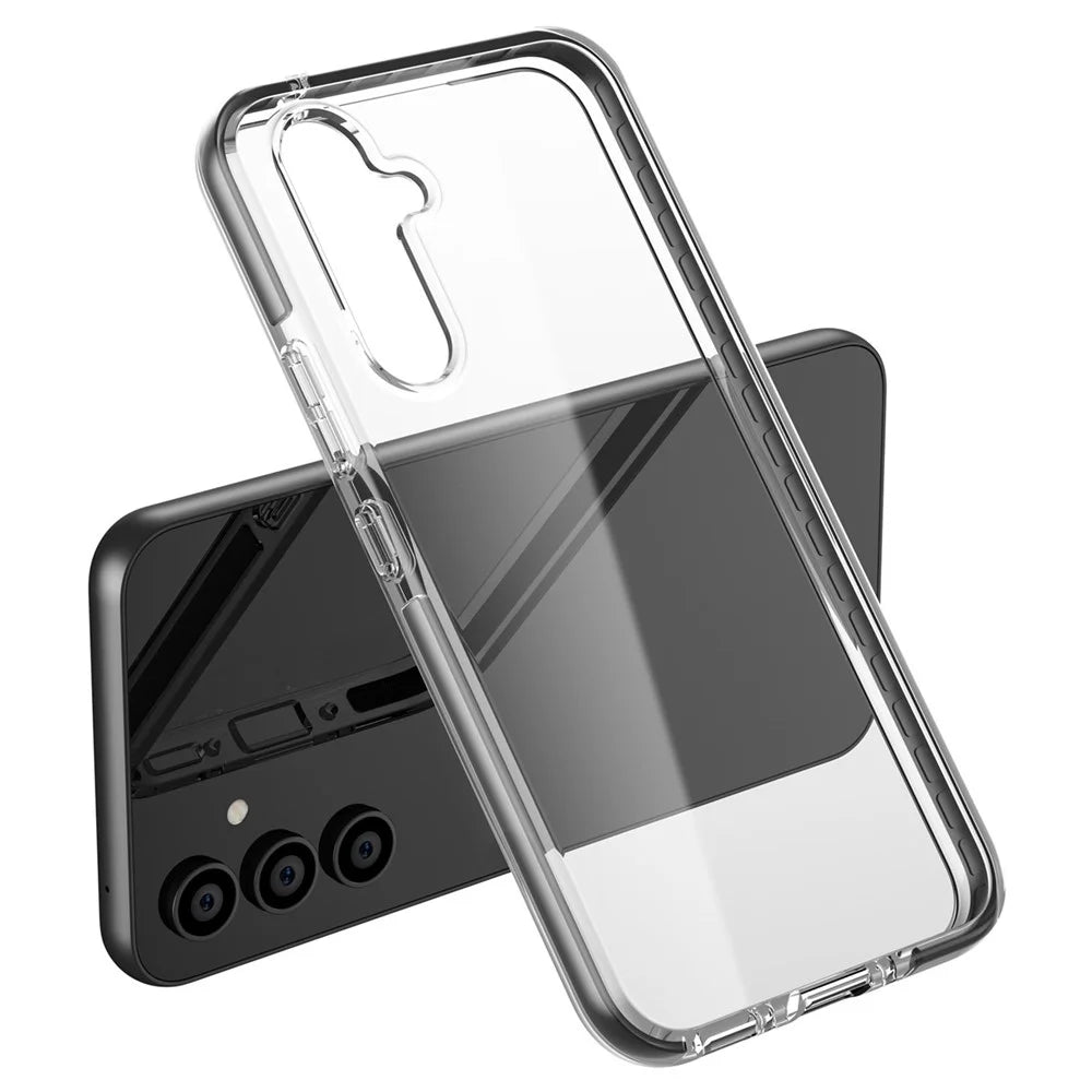 For Samsung Galaxy A54 5G Bi-color Clear Case Soft TPU + TPE Bumper Cushion Anti-Scratch Cover - Transparent Black - 4