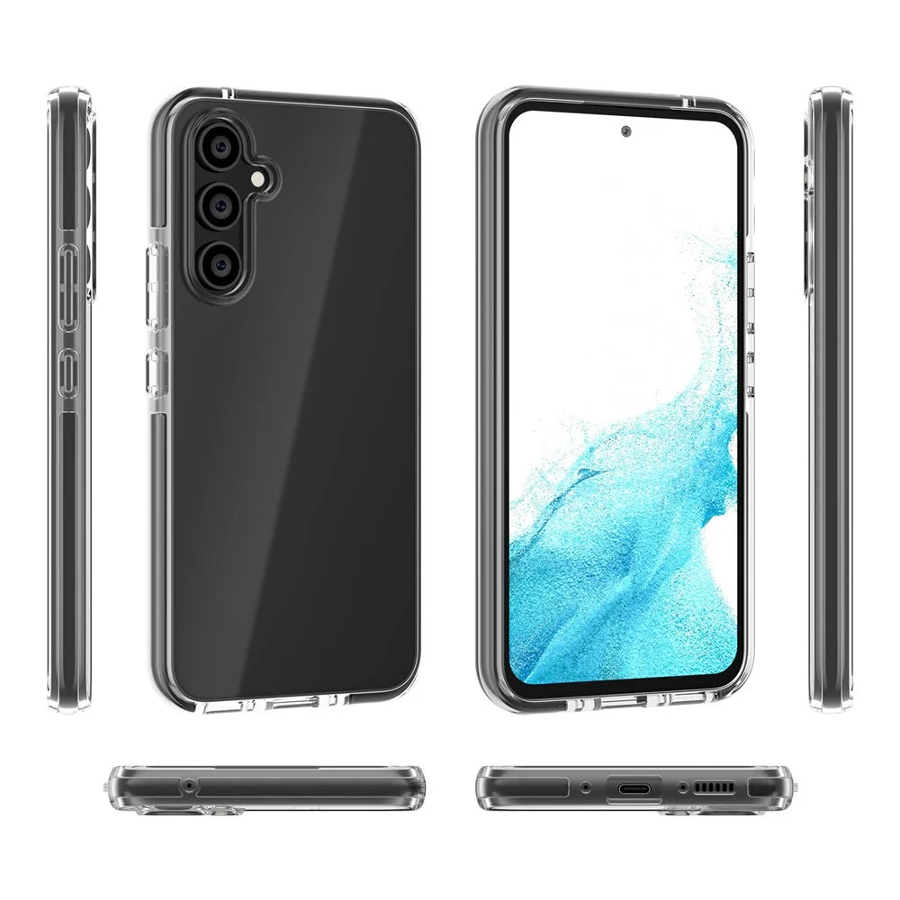 For Samsung Galaxy A54 5G Bi-color Clear Case Soft TPU + TPE Bumper Cushion Anti-Scratch Cover - Transparent Black - 7