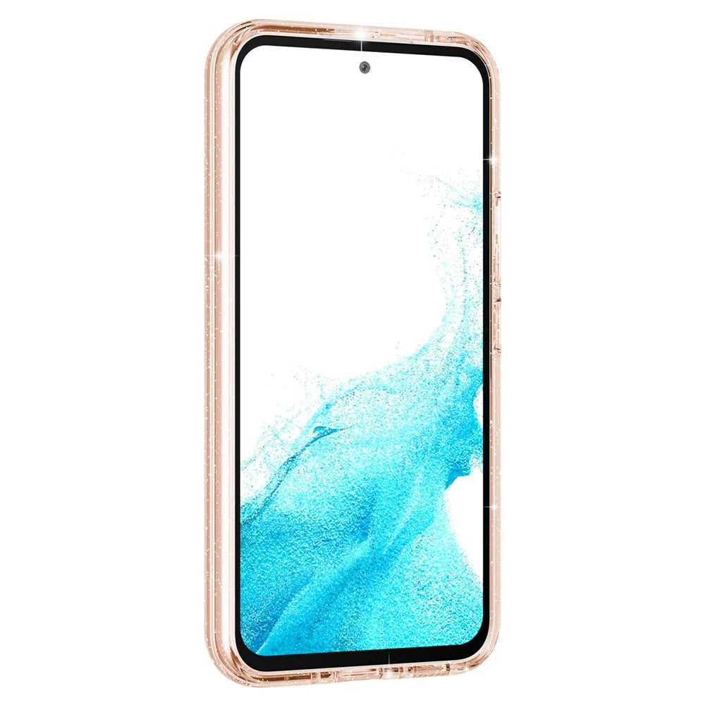 For Samsung Galaxy A54 5G Glittery Powder Bling Phone Case Hard PC Soft TPU Drop Protection Anti-Fall Cover - Gold - 4
