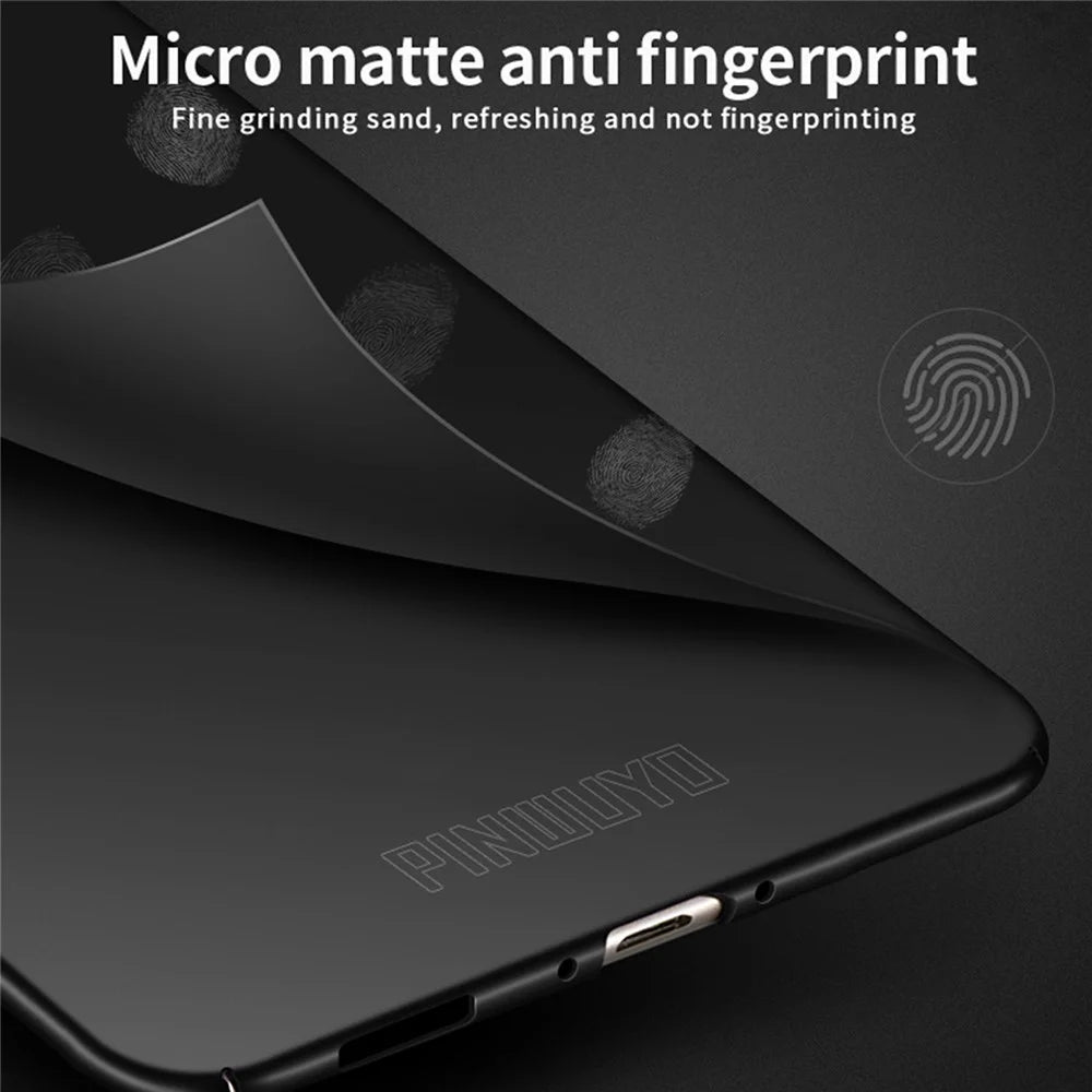 PINWUYO PC Series for Samsung Galaxy A34 5G Matte Phone Case Smartphone Cover with Magnetic Ring Holder - Black - 6