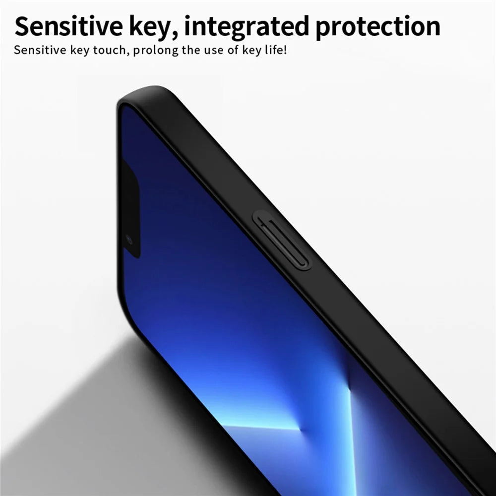 PINWUYO PC Series for iPhone 13 Pro Max 6.7 inch Matte Texture Phone Cover with Magnetic Ring Holder - Black - 3