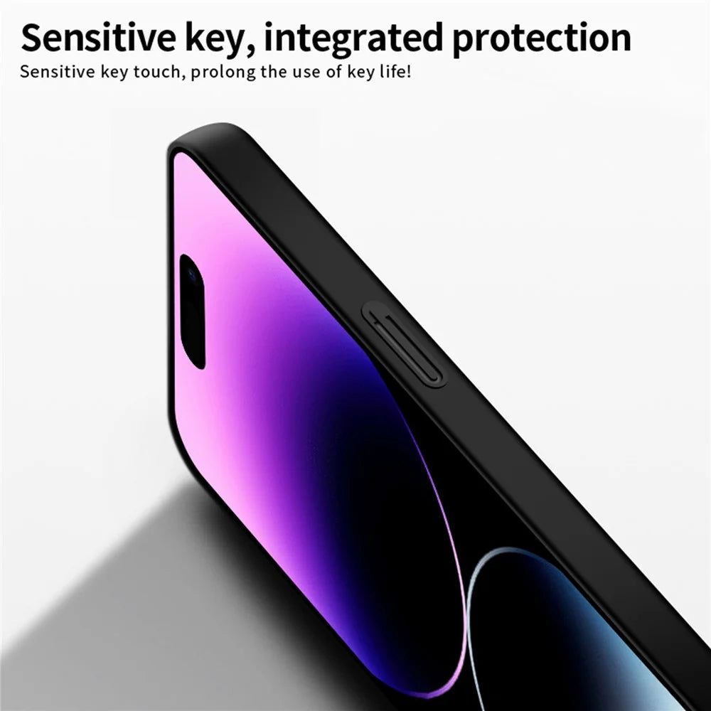 PINWUYO PC Series for iPhone 14 Pro Phone Case Matte Hard PC Shock Absorption Cover with Magnetic Ring Holder - Black - 3