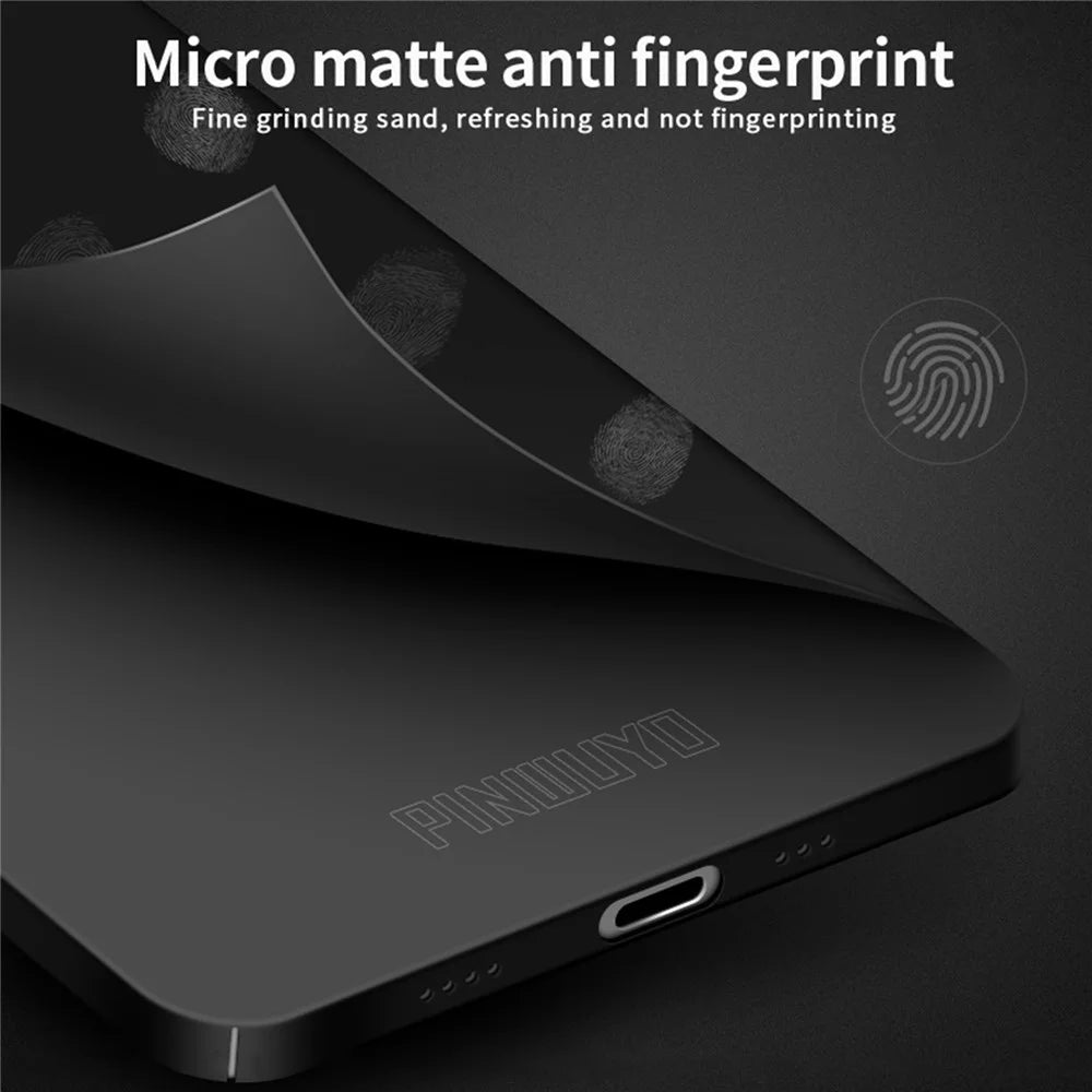 PINWUYO PC Series for iPhone 13 mini 5.4 inch Slim Thin Case Matte Hard PC Phone Cover with Magnetic Ring Holder - Black - 5