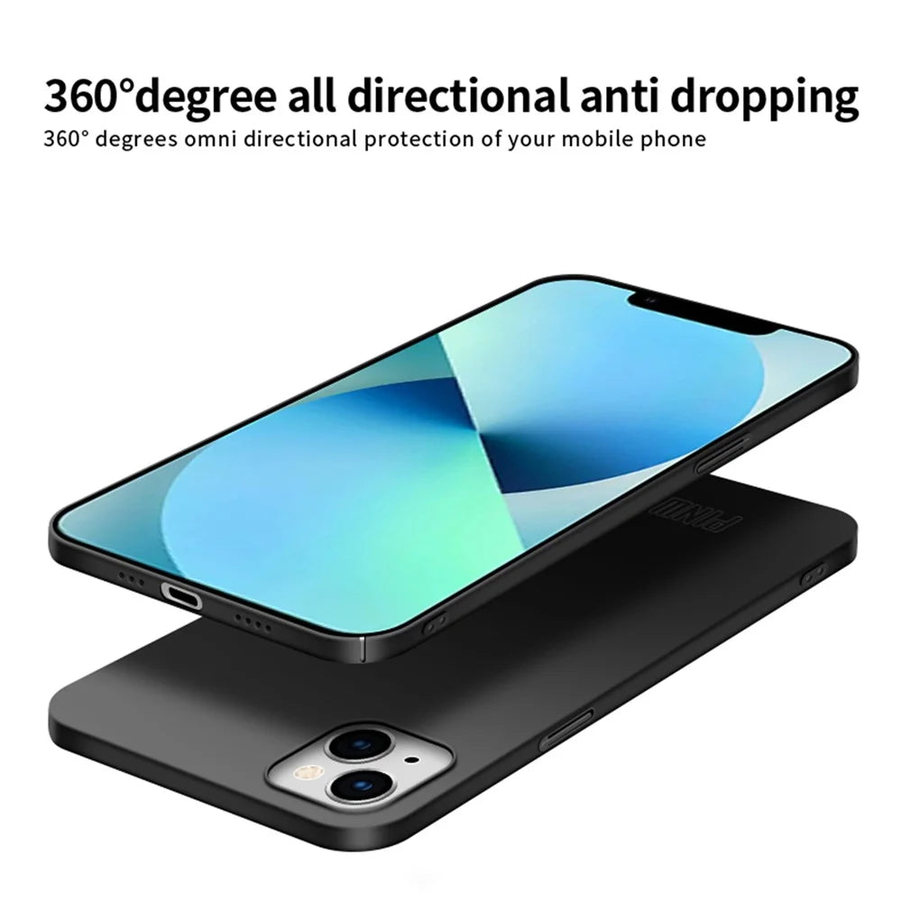 PINWUYO PC Series for iPhone 13 mini 5.4 inch Slim Thin Case Matte Hard PC Phone Cover with Magnetic Ring Holder - Black - 6