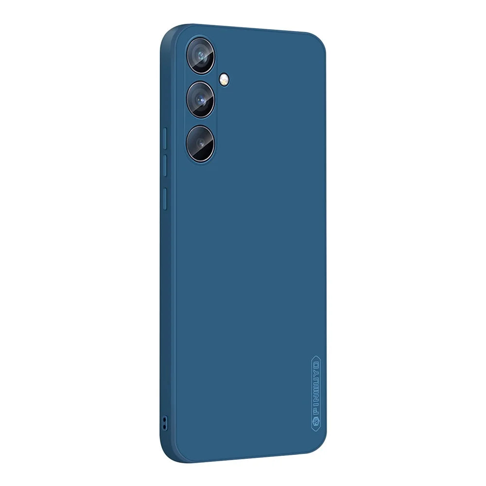PINWUYO For Samsung Galaxy A54 5G Fiber Flocking Lining Back Case Precise Cutouts TPU Phone Cover - Dark Blue - 1