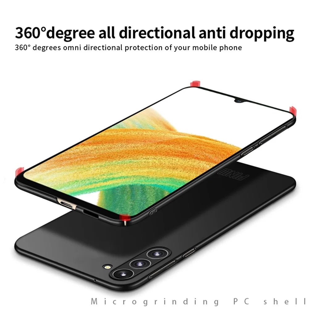 PINWUYO PC Series for Samsung Galaxy A54 5G Matte PC Phone Case with Magnetic Ring Holder - Black - 7