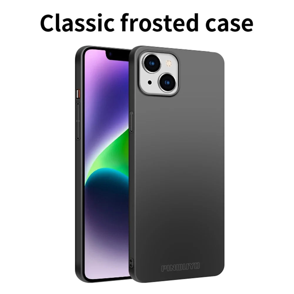 PINWUYO PC Series for iPhone 15 Plus Phone Case Matte PC Slim Phone Cover with Magnetic Ring Holder - Black - 2