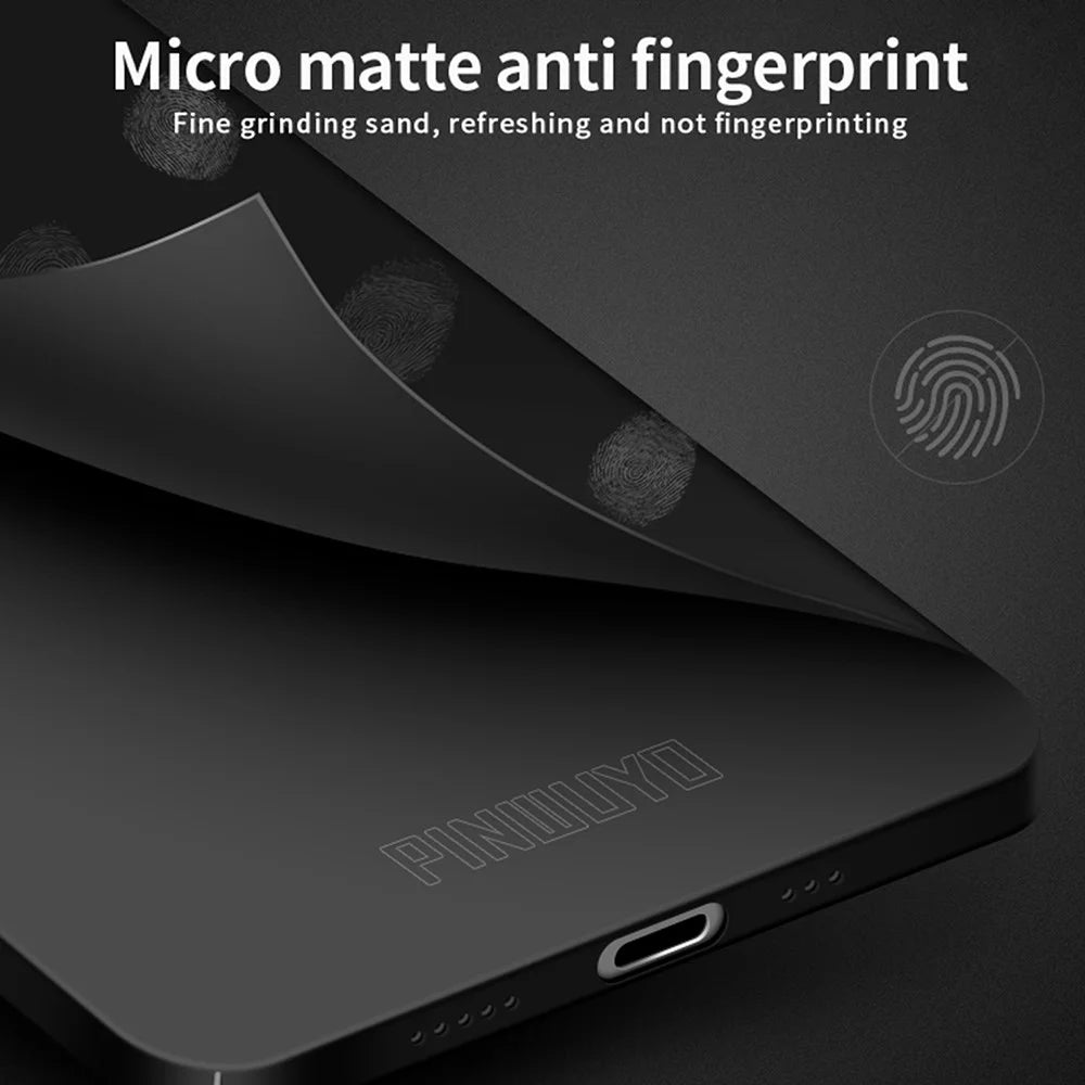PINWUYO PC Series for iPhone 15 Pro PC Phone Case Matte Phone Cover with Magnetic Ring Holder - Black - 5