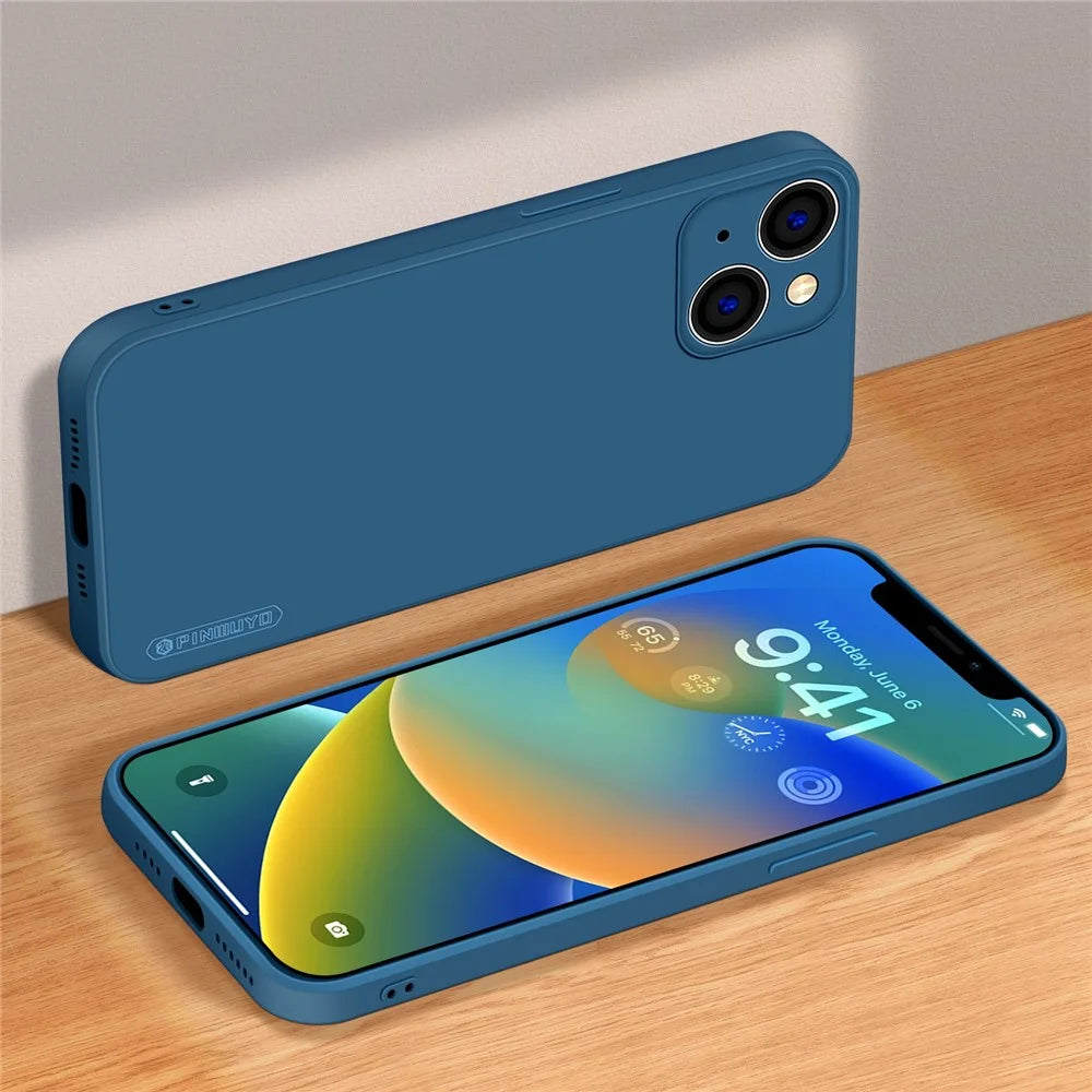 PINWUYO For iPhone 15 Plus Anti-Scratch Back Case Precise Cutouts Soft TPU Phone Cover - Dark Blue - 3