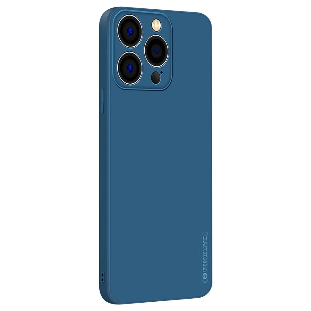 PINWUYO For iPhone 15 Pro Precise Cutouts Drop-Proof Case Soft TPU Phone Cover - Dark Blue - 1