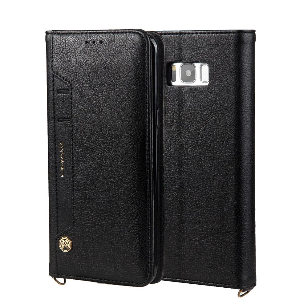 CMAI2 PU Leather Card Slots Flip Case with Stand for Samsung Galaxy S8 G950 - Black - 2