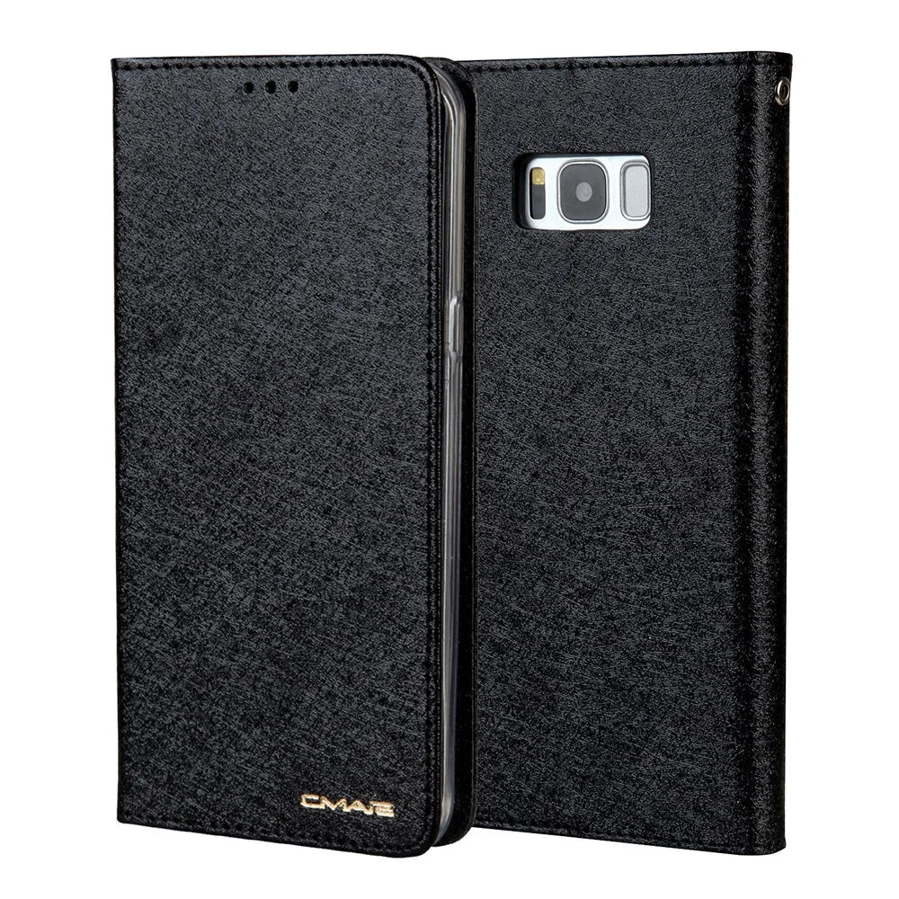 CMAI2 Series Silk Texture Wallet Stand Leather Case for Samsung Galaxy S8 G950 - Black - 2