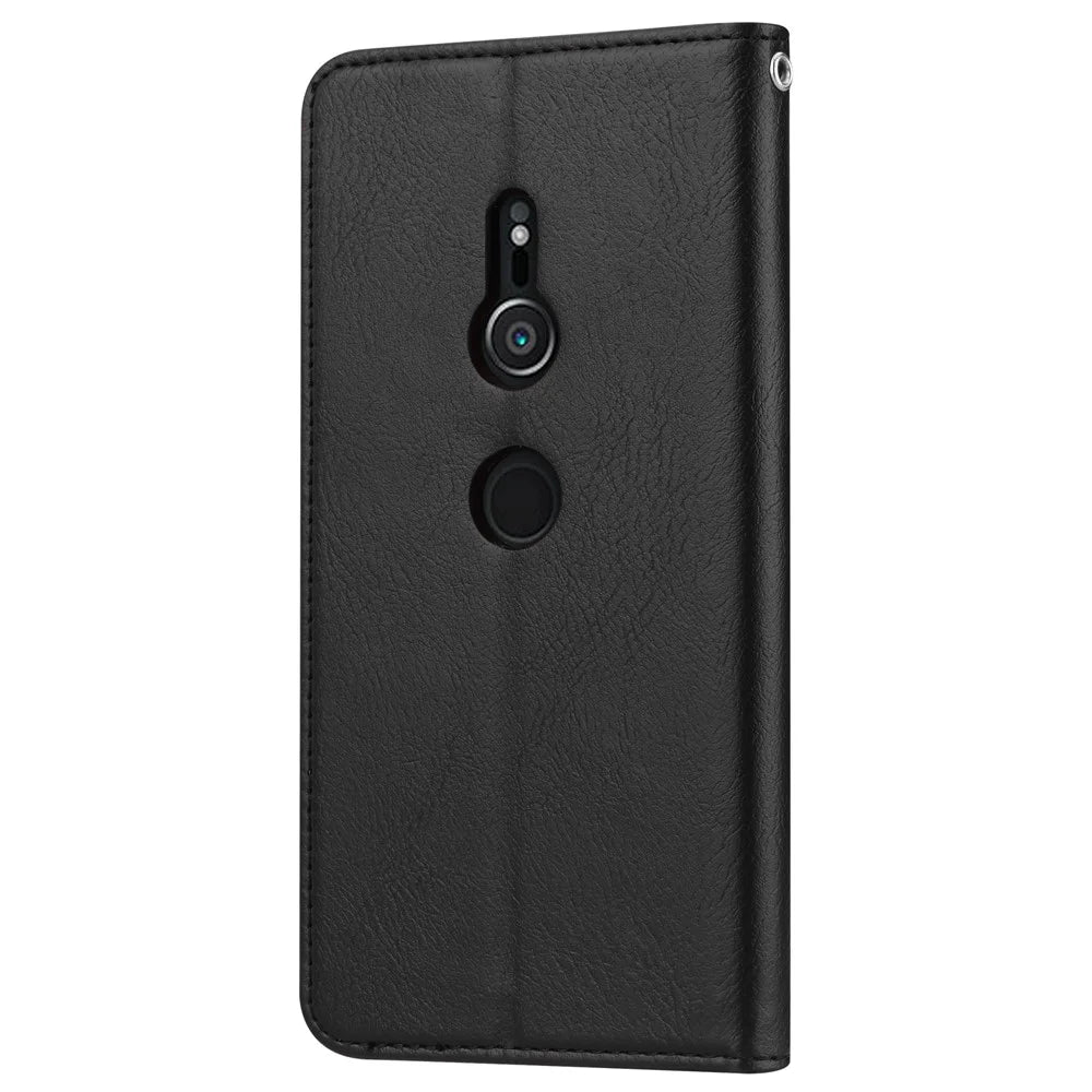 Auto-absorbed Leather Stand Phone Case for Sony Xperia XZ2 - Black - 4