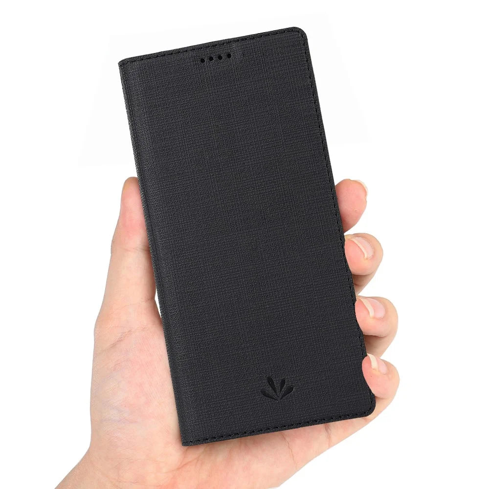 VILI DMX Cross Texture Stand Leather Phone Case for Sony Xperia 1 - Black - 4