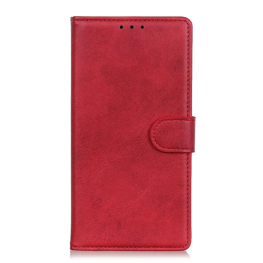 Matte PU Leather Wallet Stand Phone Cover for Sony Xperia 10 II - Red - 2