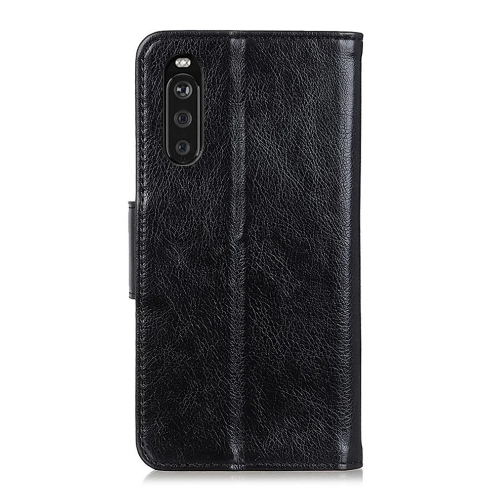 Nappa Texture Split Leather Wallet Stand Case for Sony Xperia 10 III 5G - Black - 3