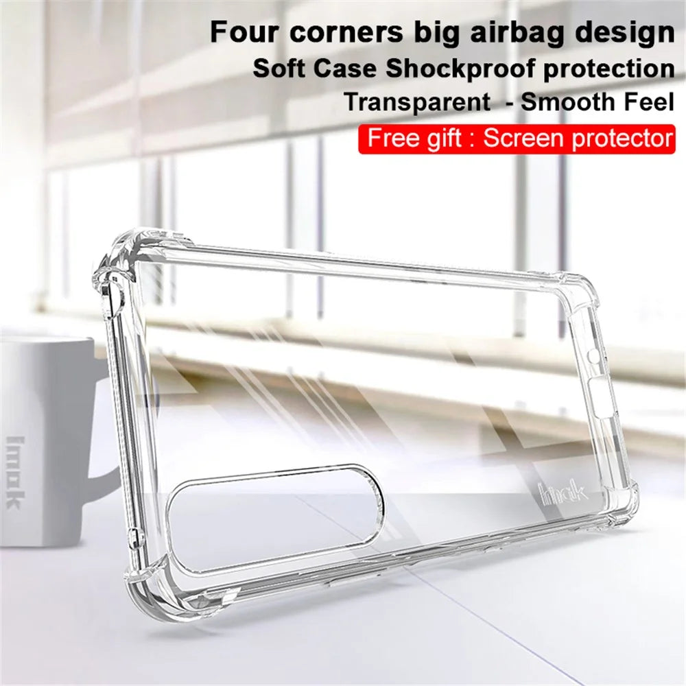 IMAK Well-Protected TPU Soft Case + Ultra Clear Screen Protector for Sony Xperia 1 III 5G - Transparent - 3