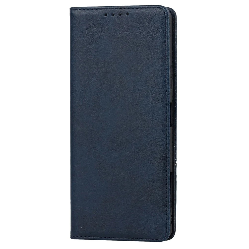 For Sony Xperia Pro-I Auto-absorbed TPU+PU Leather Phone Protective Cover Wallet Stand Function Phone Case - Dark Blue - 2