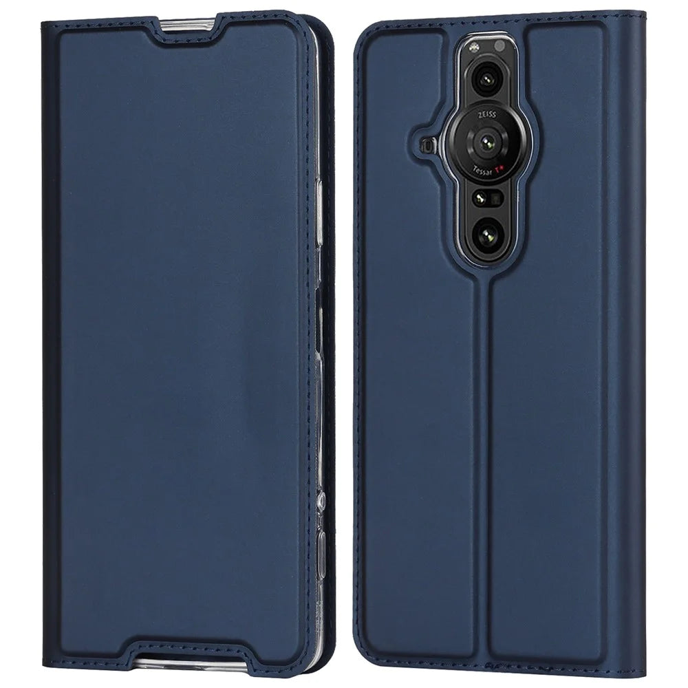 For Sony Xperia Pro-I Card Slot PU Leather Protection Case Magnetic Absorption Stand Flip Cover - Blue - 1