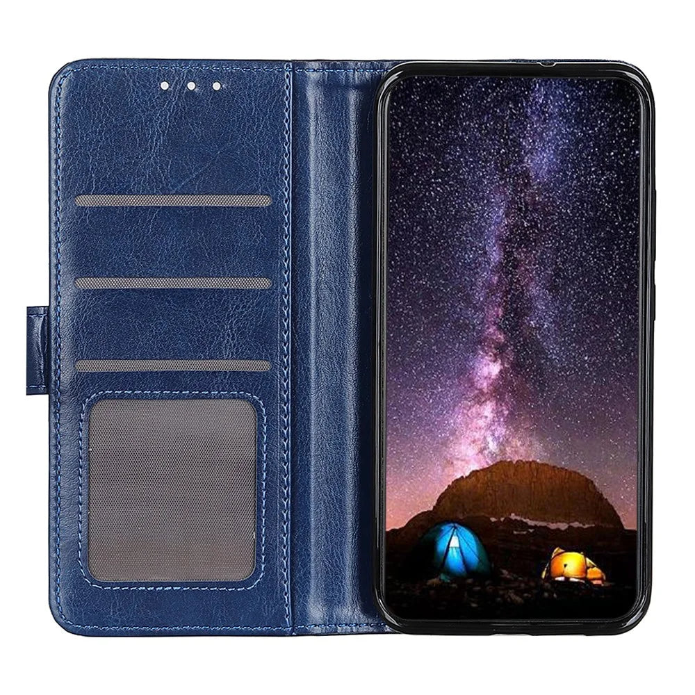 Crazy Horse Texture PU Leather for Sony Xperia 10 IV, Photo Slot Design Wallet Stand Leather Case - Blue - 2