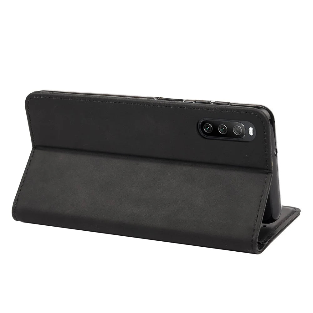 For Sony Xperia 10 IV Skin-touch Feeling Case Splicing PU Leather+TPU Anti-drop Stand Wallet Cover - Black - 4