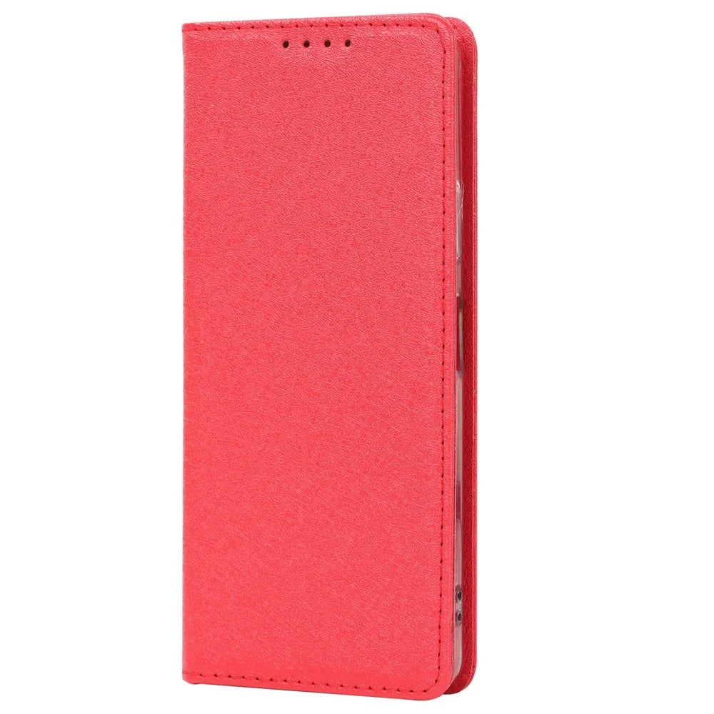 For Sony Xperia 10 IV 5G Anti-scratch PU Leather Silk Texture Phone Case Stand Wallet Shockproof Mobile Phone Cover with Strap - Red - 7