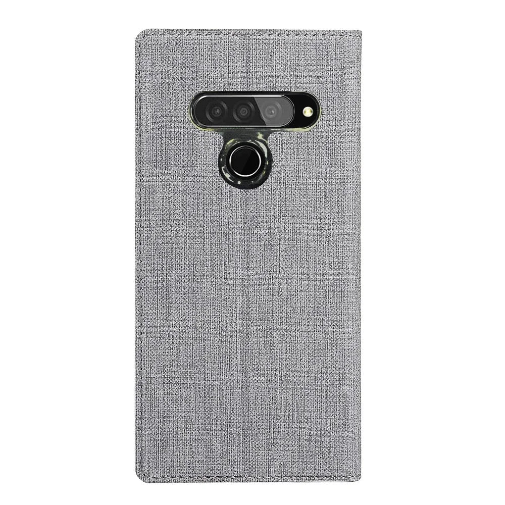 VILI DMX Cross Surface Leather Card Holder Phone Case for LG G8s ThinQ - Grey - 4