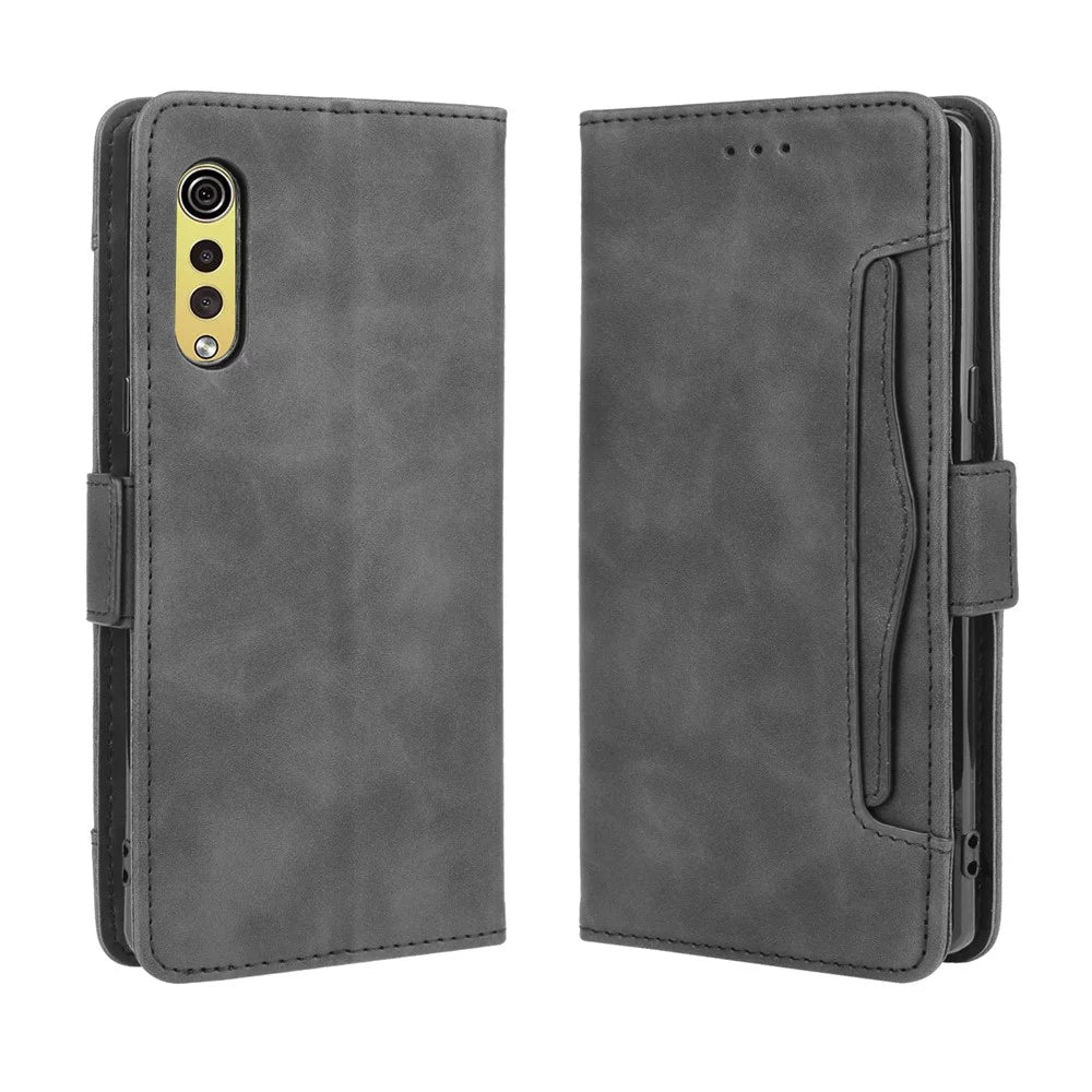 Wallet Leather Phone Case with Multiple Card Slots for LG Velvet - Black - 2