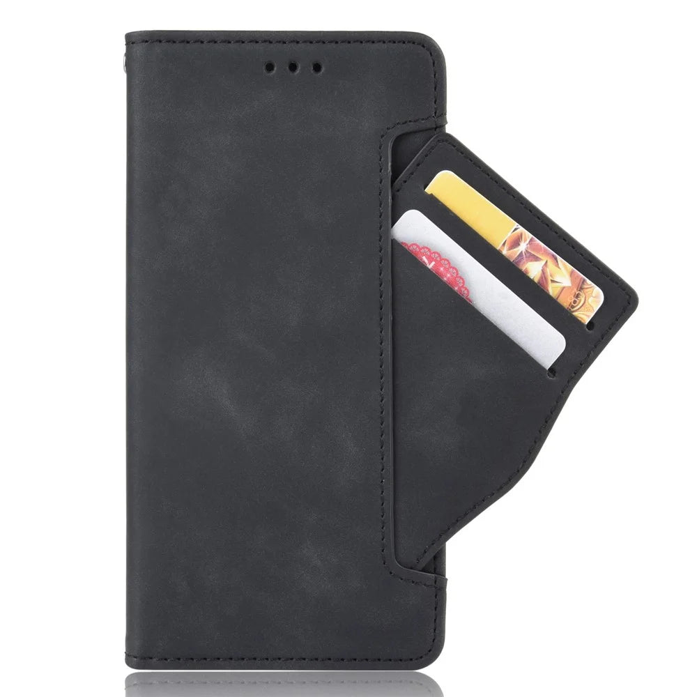Wallet Leather Phone Case with Multiple Card Slots for LG Velvet - Black - 4