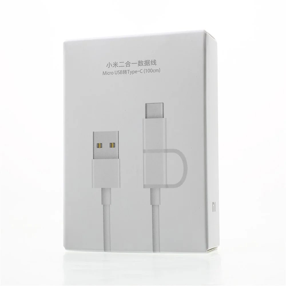 XIAOMI 1m 2-In-1 Data Charge Cable Type C + Micro USB for Xiaomi Mi 5s / Redmi 4 Etc (Chinese Version) - White - 4