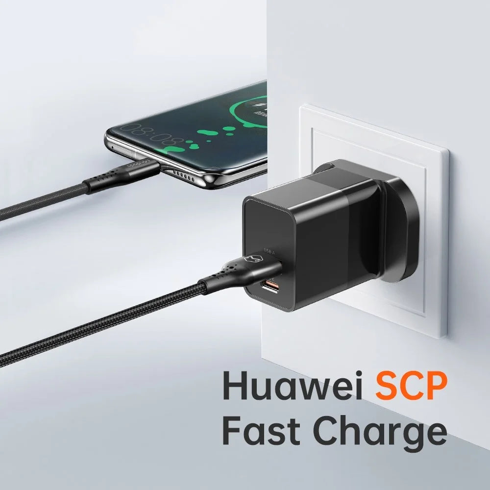 MCDODO CH-130 PD 20W Fast Charging Adapter USB+Type-C Dual Port Wall Charger - Black/UK Plug - 4