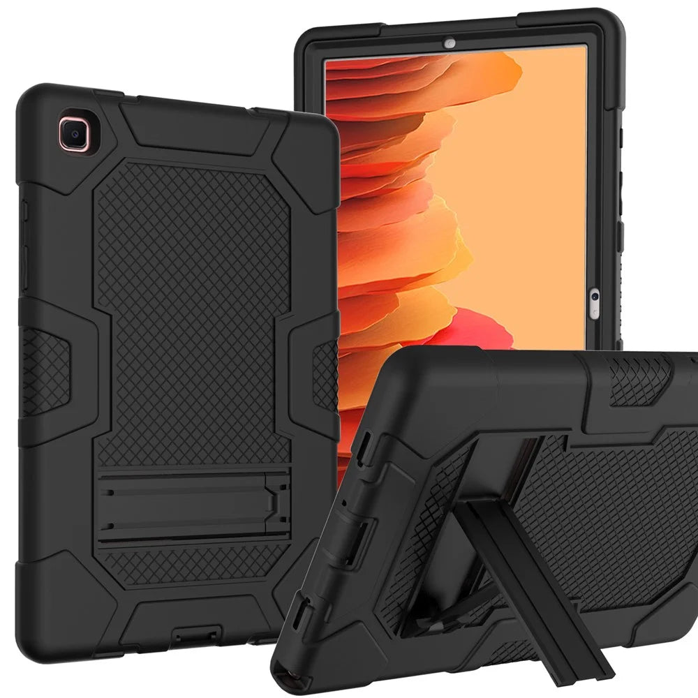 Slide-Out Kickstand Contrast Color PC TPU Silicone Tablet Case Cover for Samsung Galaxy Tab A7 10.4 (2020)  / (2022) T505 / T500 / T507 / T505N - All Black - 1