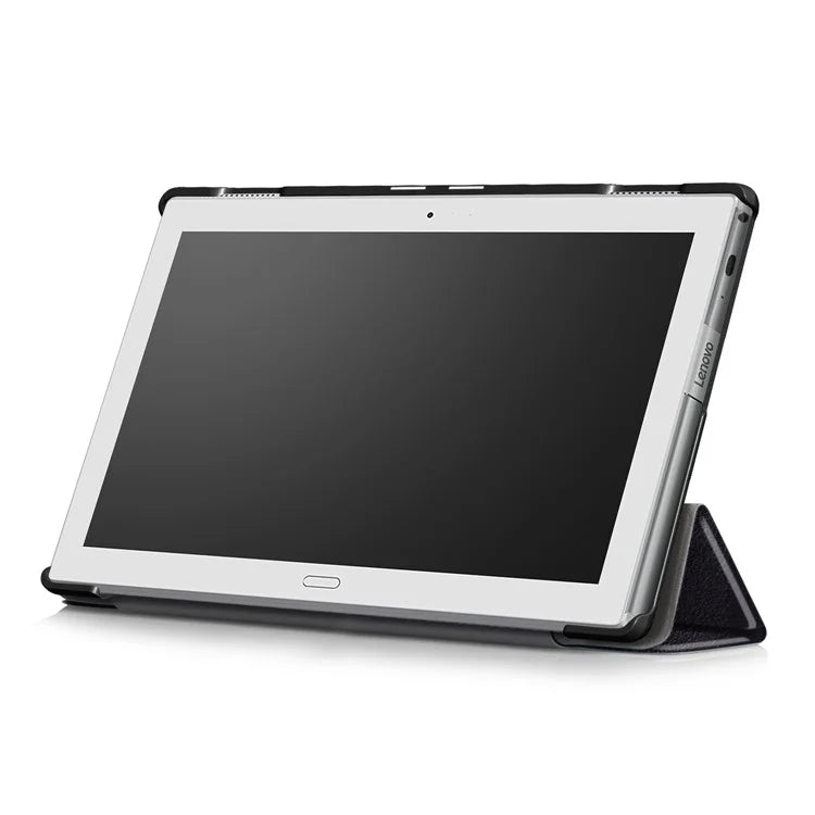 For Lenovo Tab 4 10 Plus (TB-X704F/N) Tri-fold Leather Stand Shell Accessory - Black - 5