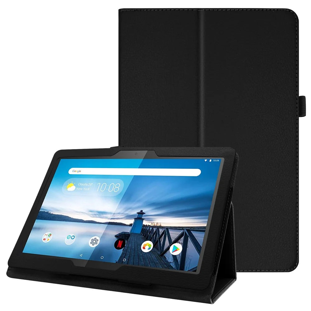 For Lenovo Tab P10 10.1-inch Litchi Texture Leather Stand Protection Case - Black - 1