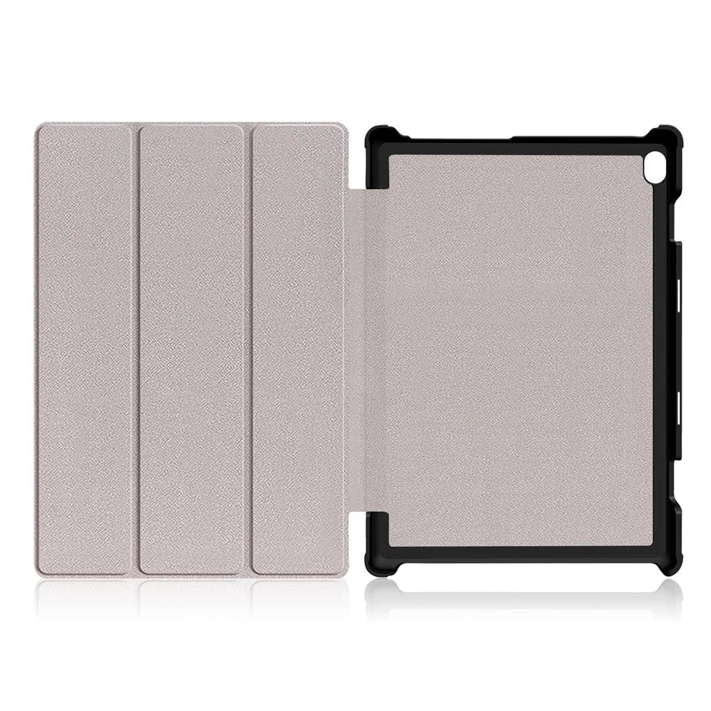 Tri-Fold Stand Leather Smart Auto Wake-Up/Sleep Case for Lenovo Tab M10 TB-X605F/TB-X505 - Black - 2